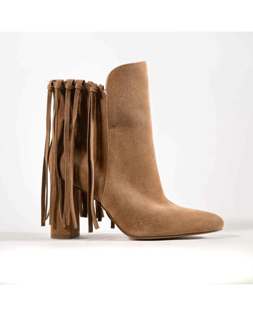 Cecelia New York Brown Brackett Ankle Boots In Taupe