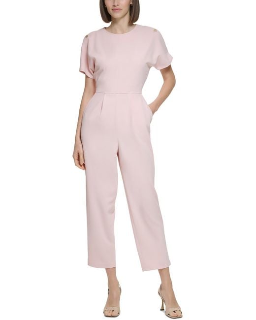 Calvin Klein Pink Knit Pleated Jumpsuit
