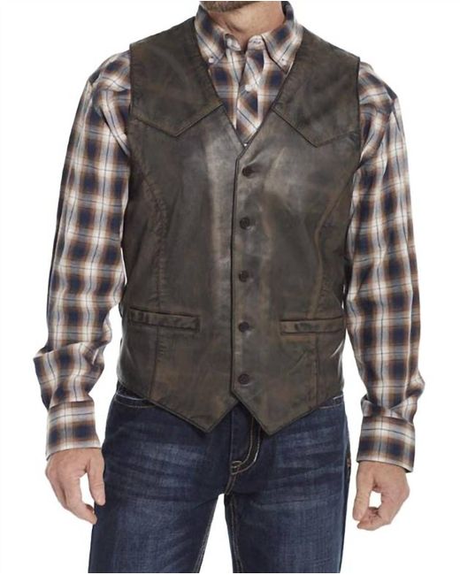 Cripple Creek Black Button Vest for men