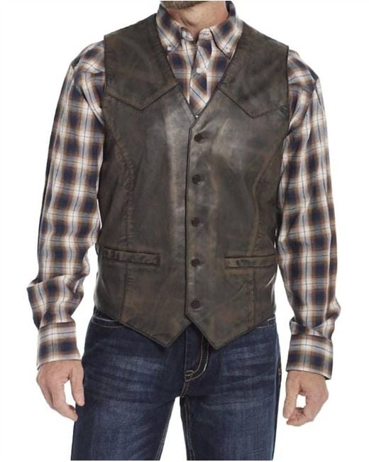 Cripple Creek Black Button Vest for men