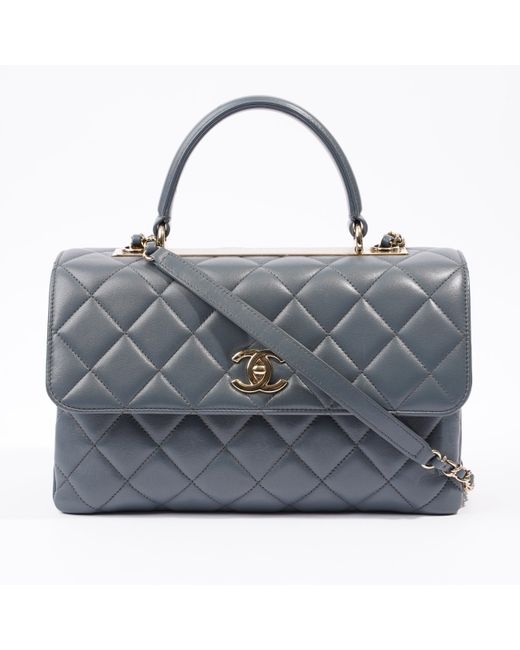 Chanel Gray Trendy Cc Dark Lambskin Leather Shoulder Bag