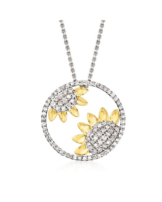 Ross-Simons Metallic Diamond Sunflower Necklace