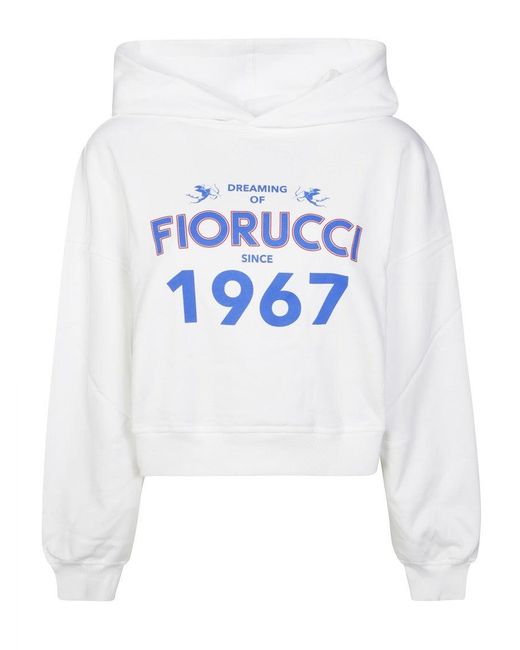 Fiorucci Cropped Hoodie With Bold Graphic Print in White Lyst