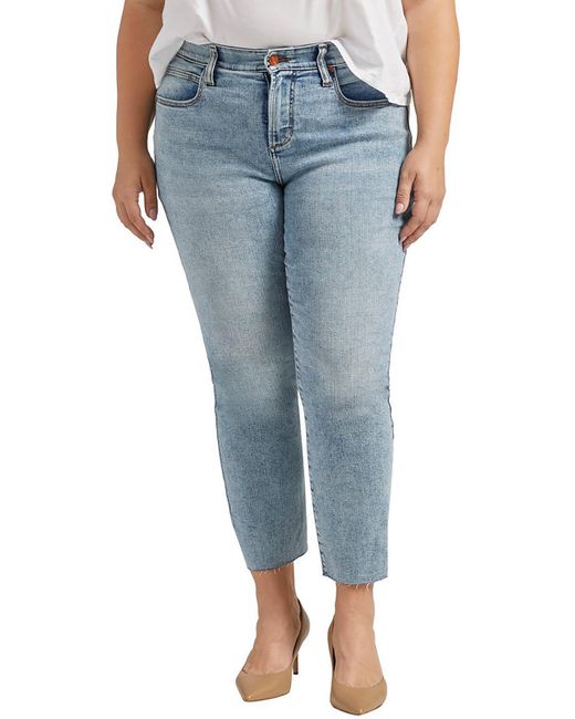 Jag Jeans Blue Plus Ruby Mid-rise Cropped Straight Leg Jeans