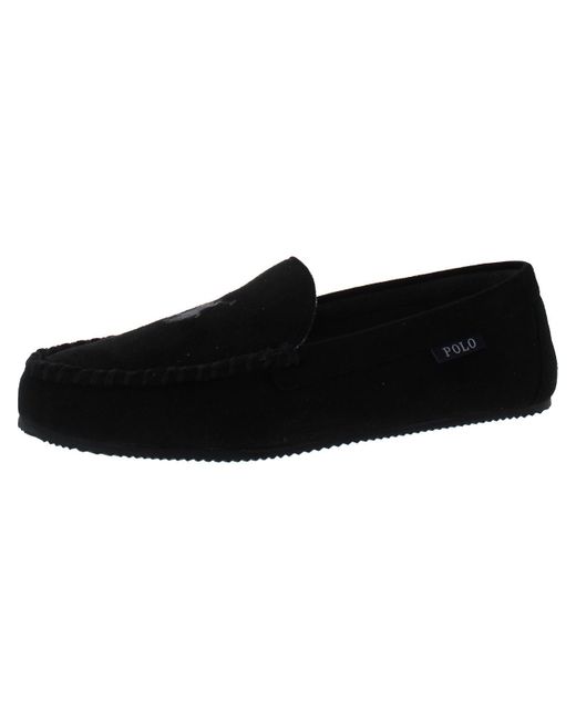 Polo Ralph Lauren Black Dezi Charcoal Faux Suede Slip On Loafer Slippers for men