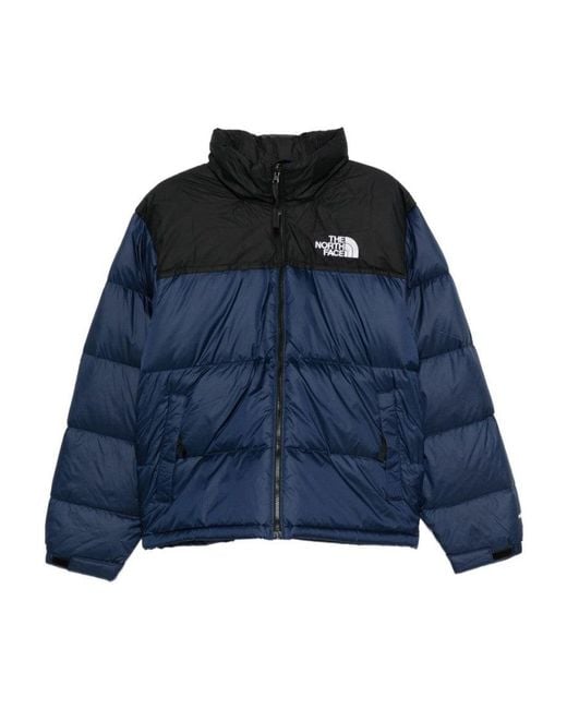 The North Face Blue Color-Block Down Jacket With High Collar for men