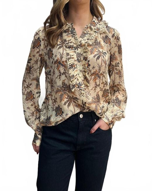 Ulla Johnson Blue Nina Ruffle Placket Btn Front Blouse
