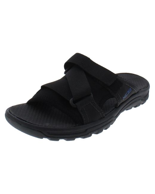 Rockport Black Adjustable Textured Slide Sandals for men