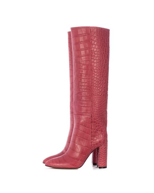 Toral Red Lampone Animal Print Tall Boots