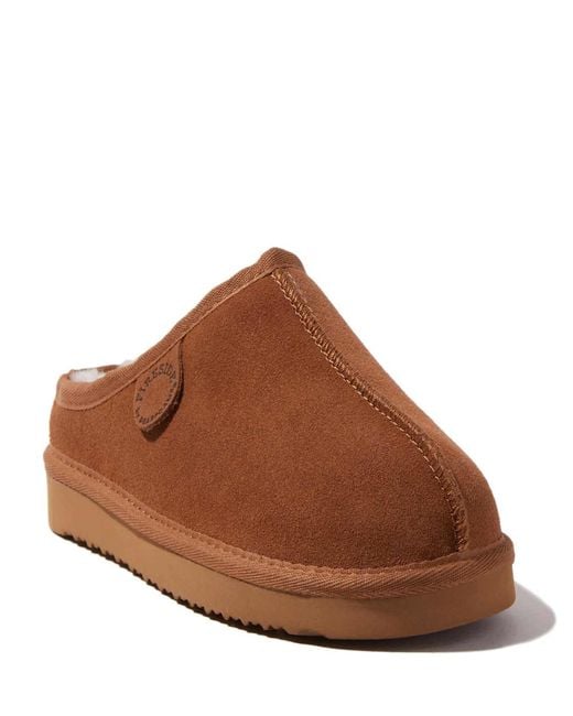 Dearfoams Brown Fireside By Greta Genuine Shearling Clog Slipper