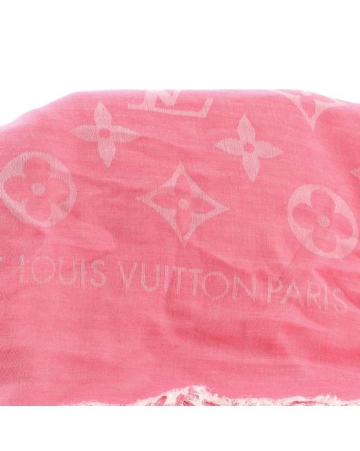 Louis Vuitton Light Pink Monogram Wool and Silk Shawl Scarf For Sale at  1stDibs