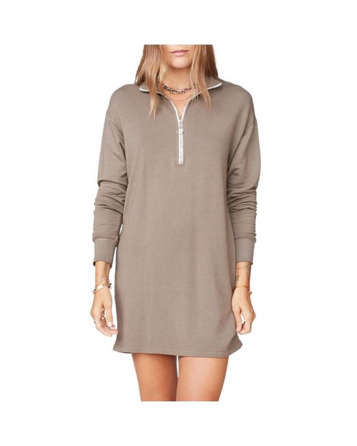 Monrow Gray Half Zip Sweatshirt Dress
