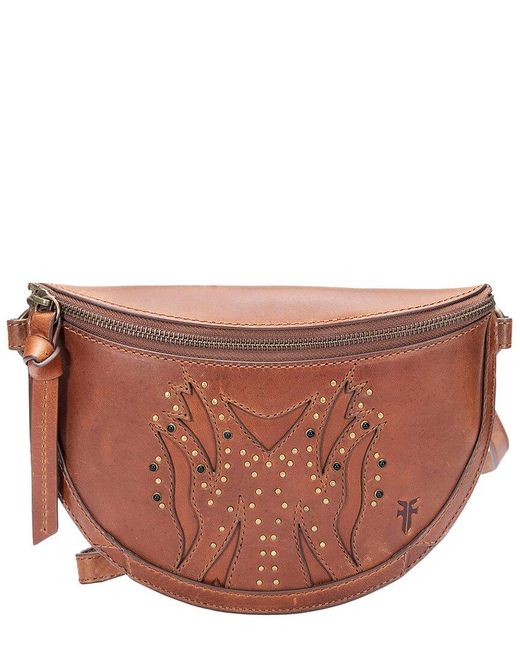 Frye Brown Shelby Studded Leather Belt Bag