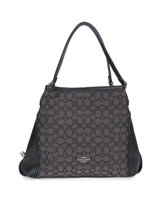 COACH Black Handbag 57933 Signature Canvas Leather