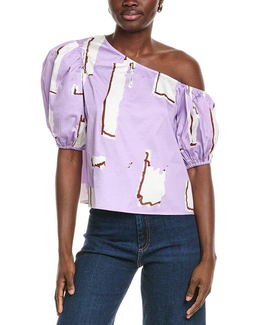 CROSBY BY MOLLIE BURCH Purple Palmer Linen-Blend Top