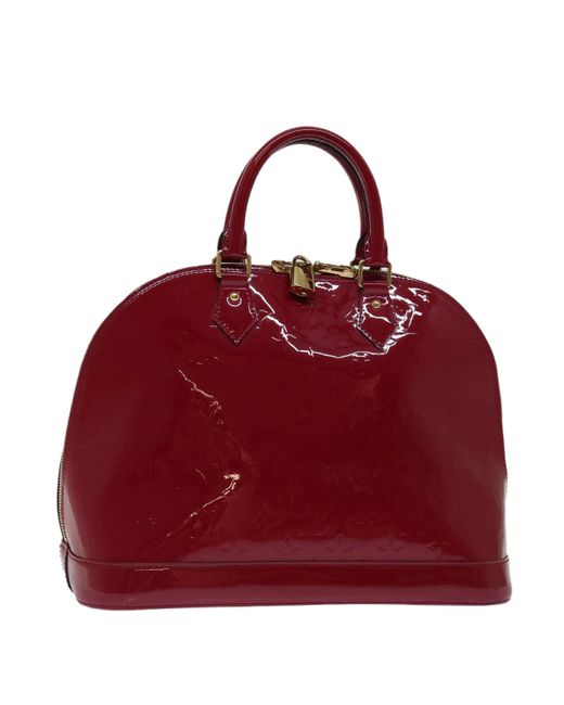 Louis Vuitton Red Alma Patent Leather Handbag (pre-owned)