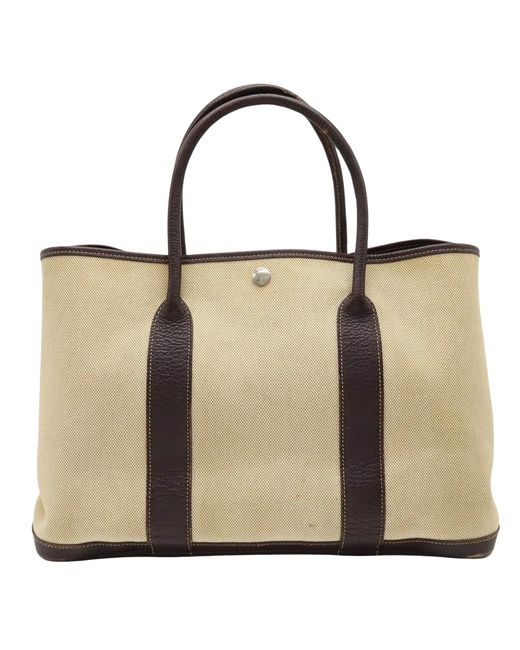 Hermès Garden Party Canvas Tote Bag (pre-owned) in Natural | Lyst