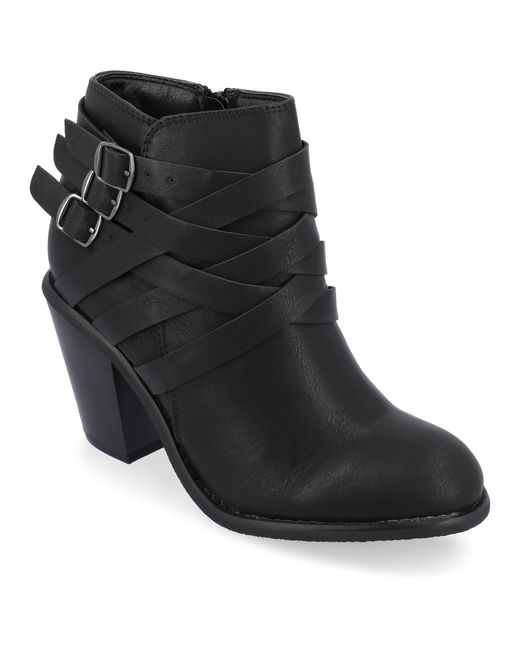 Journee Collection Black Collection Wide Width Strap Bootie