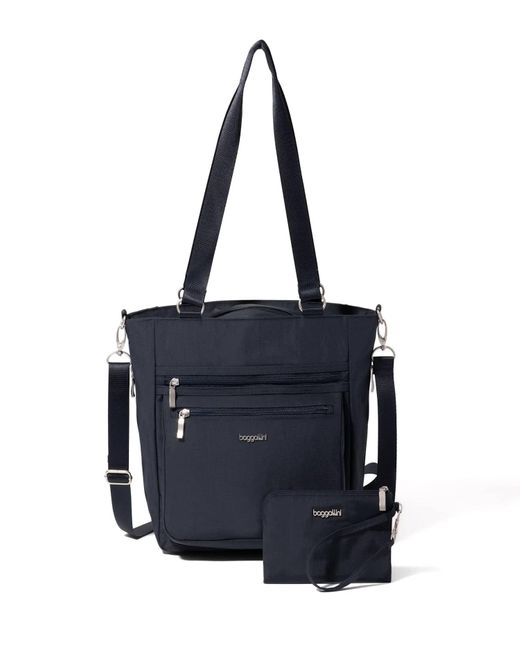 Baggallini Blue Modern Everyday Shopper Tote Bag With Wristlet