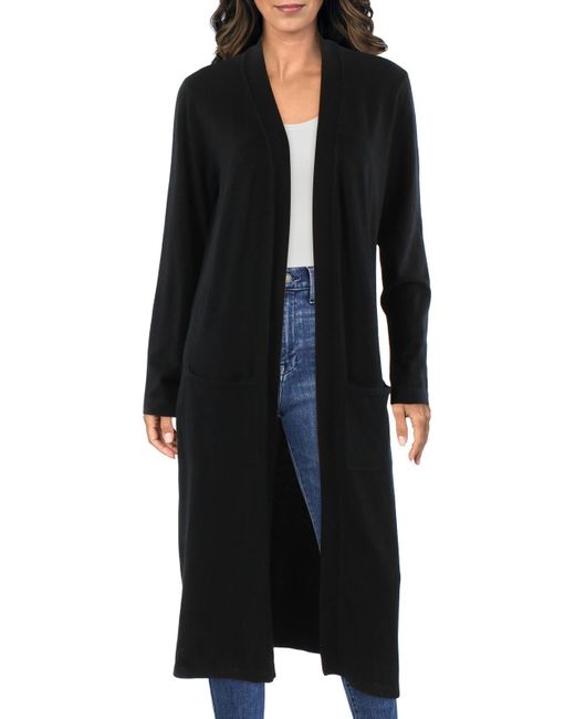 Eileen Fisher Black Long Ribbed Duster Sweater
