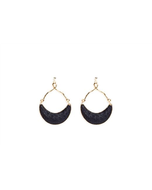 Avenue Chic Black Half Moon Python Earrings