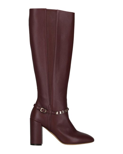 Ferragamo Triba Leather Knee-high Boots in Brown | Lyst