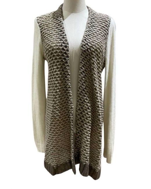 Hinge Green Wool Angora Open Front Cardigan