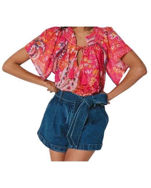 Cleobella Red Ayaz Blouse