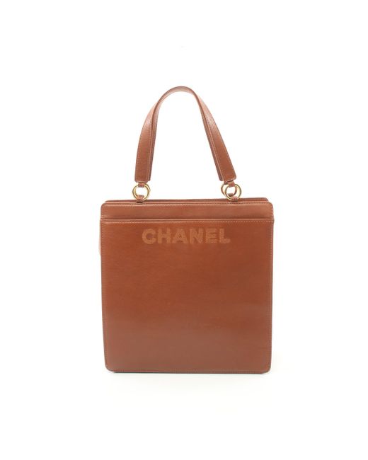 Chanel Brown Lambskin Handbag Tote Bag Lambskin Gold Hardware Logo
