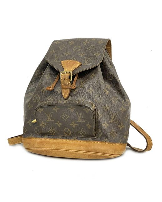 Louis Vuitton Green Montsouris Canvas Backpack Bag (pre-owned)
