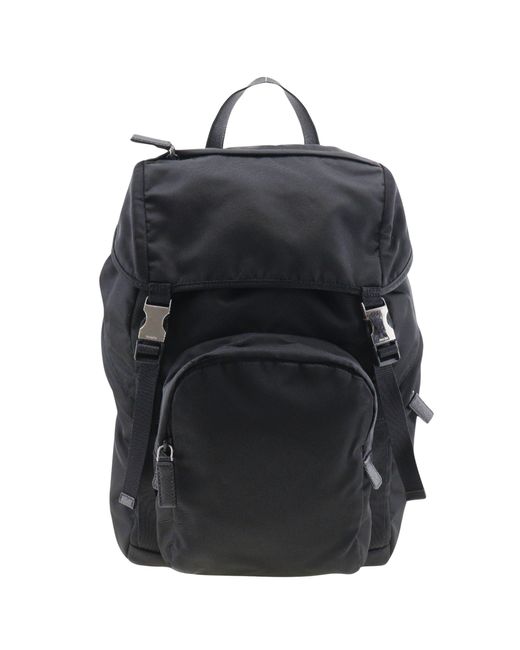 Prada Black Re-nylon Synthetic Backpack Bag (pre-owned)