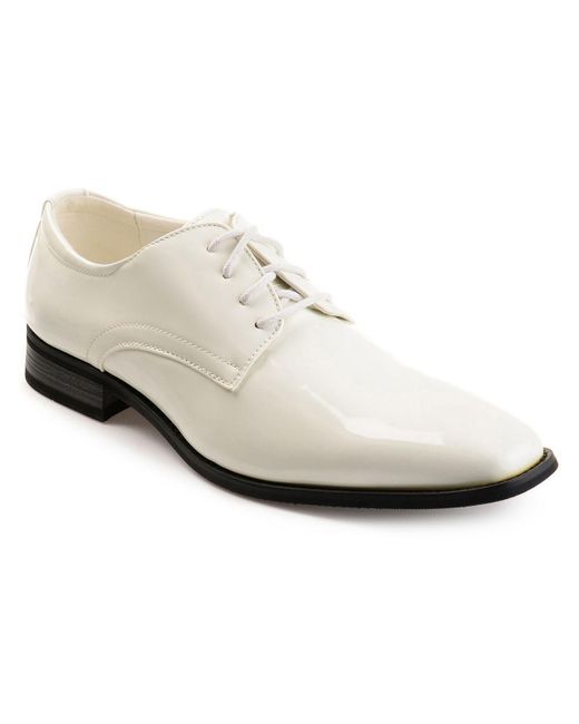 Vance Co. White Cole Patent Lace-up Oxfords for men