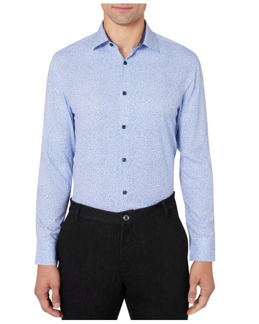 Con.struct Blue Construct Dress Shirt Floral Slim Fit Performance Stretch Fts317 for men