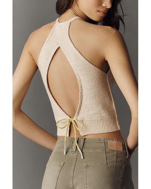 Pilcro Natural Open-Back Halter Sweater