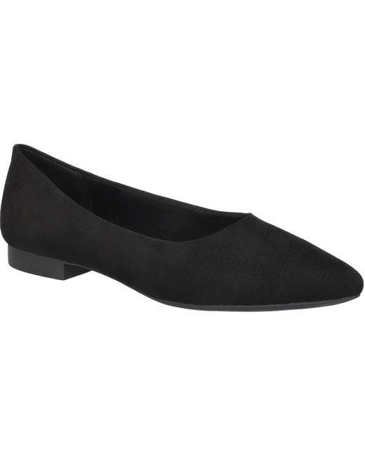 Bella Vita Black Mireya Faux Suede Pointed Toe Ballet Flats