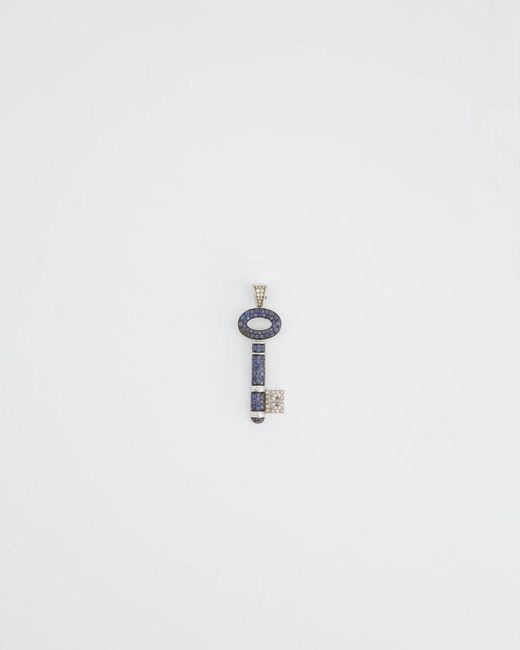 Theo Fennell White Diamonds And Sapphires Key Pendant