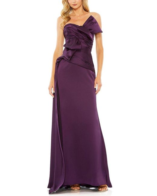 Mac Duggal Purple Strapless Bow Front Detailed Gown