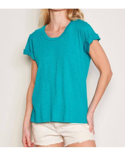 Sundry Blue Rolled Sleeve Crewneck Top