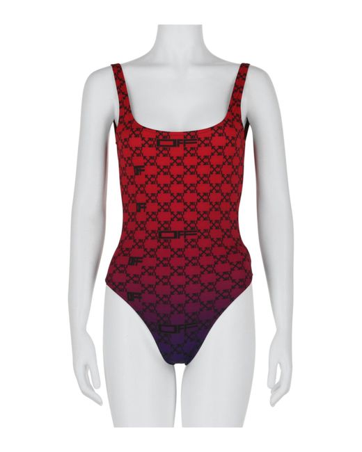 Off-White c/o Virgil Abloh Red Monogram One-piece Swimsuit