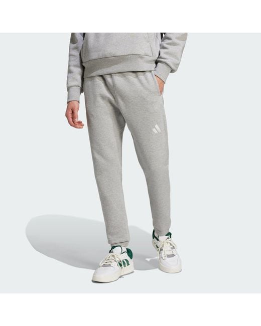Adidas Gray All Szn Fleece Regular Tapered Pants for men