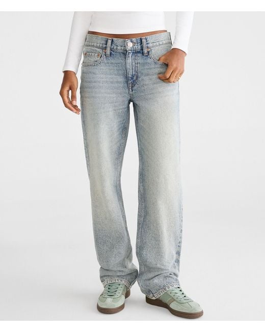 Aéropostale Women's Blue Low-Rise Baggy Jean