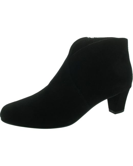 David Tate Black Zipper Leather Booties