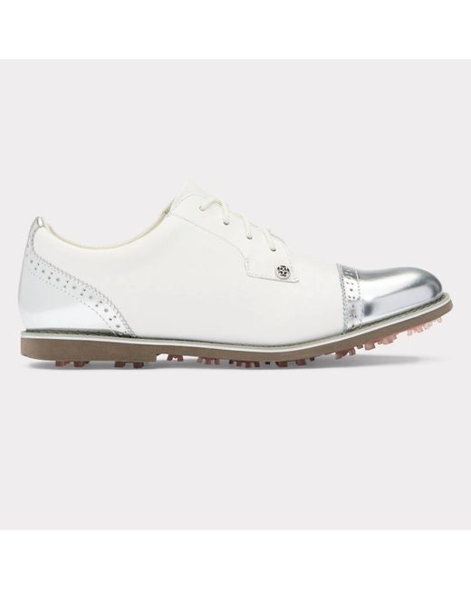 G/FORE White Cap Toe Gallivanter Golf Shoes In Snow/shark Skin