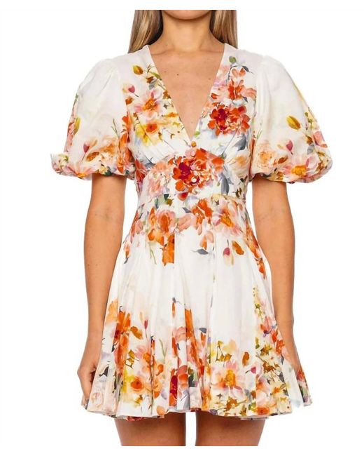 Hemant & Nandita Orange Saba Puff Sleeve Mini Dress