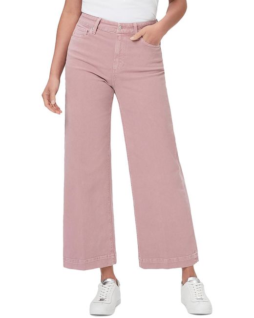 PAIGE Pink High Rise Cropped Wide Leg Pants