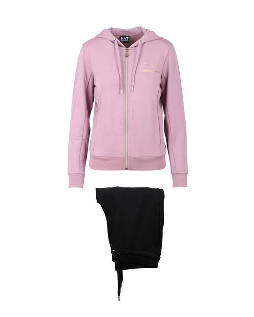 EA7 Pink Polyester Viscose Elastane Tracksuit