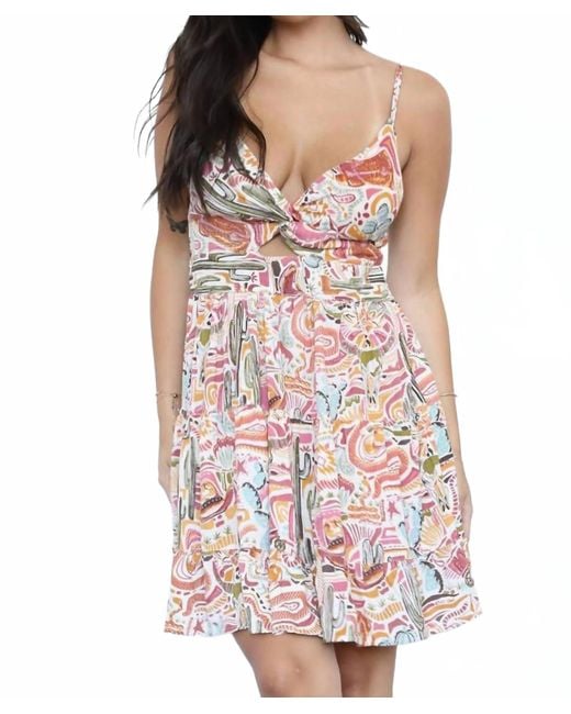 Angie Multicolor Twist Front Midi Dress