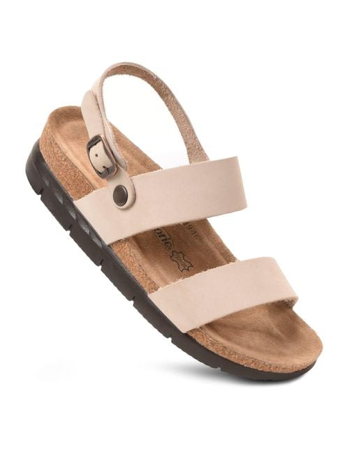 AEROTHOTIC Natural Tori Casual Non-Slip Comfy Leather Platform Sandals