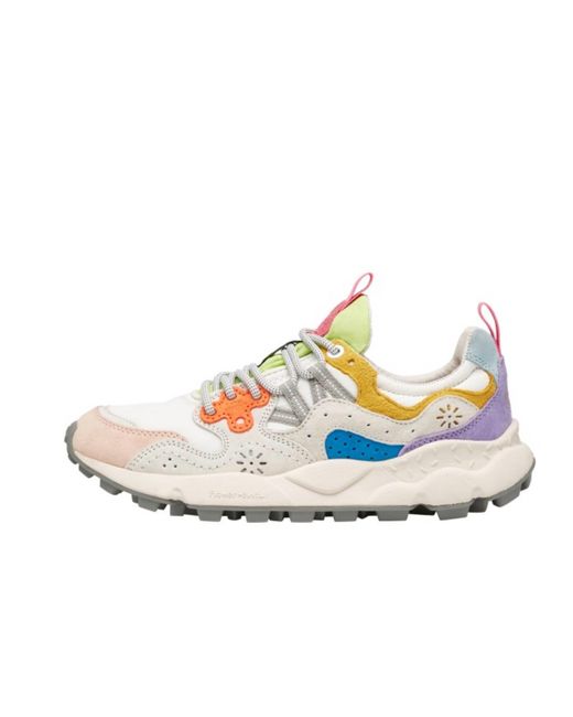 Flower Mountain White Yamano 3 Woman - Suede And Technical Fabric Sneakers