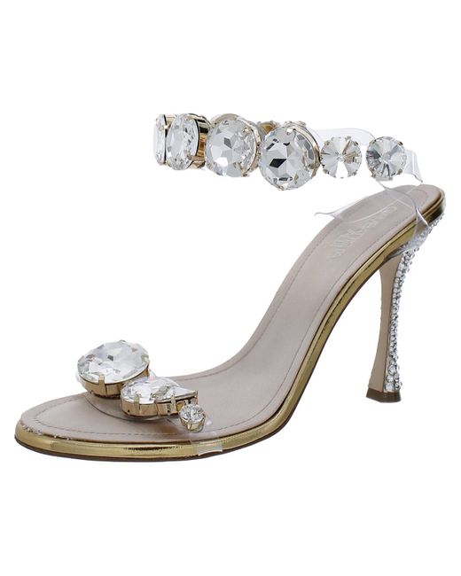 Giambattista Valli Gray Large Crystal Leather Jeweled Heels